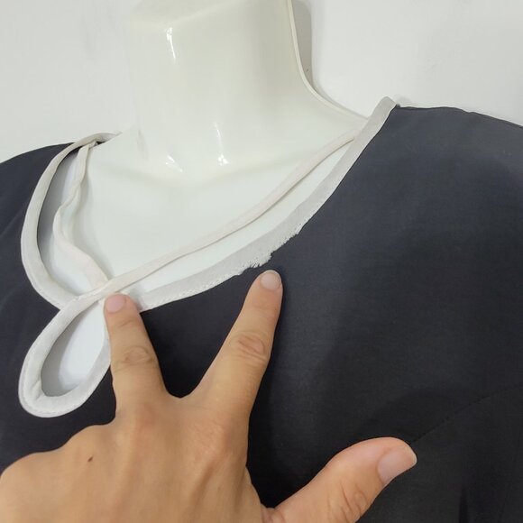 Vintage Chablis Black Back Zipper Short Sleeve Sheath Pads Dress Plus Size 15/16 - Picture 4 of 12